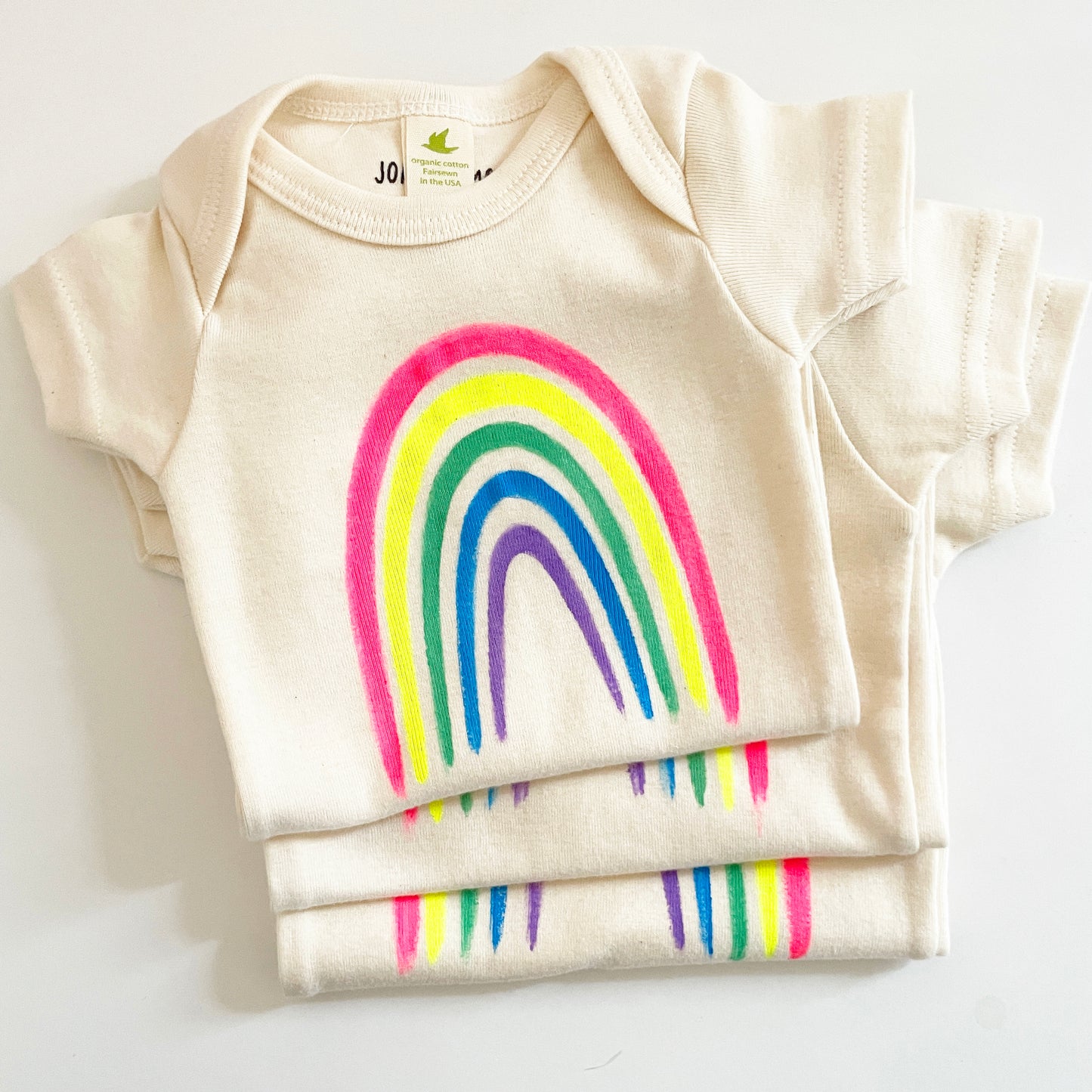 HAND PAINTED RAINBOW | ORGANIC COTTON BABY ONESIE