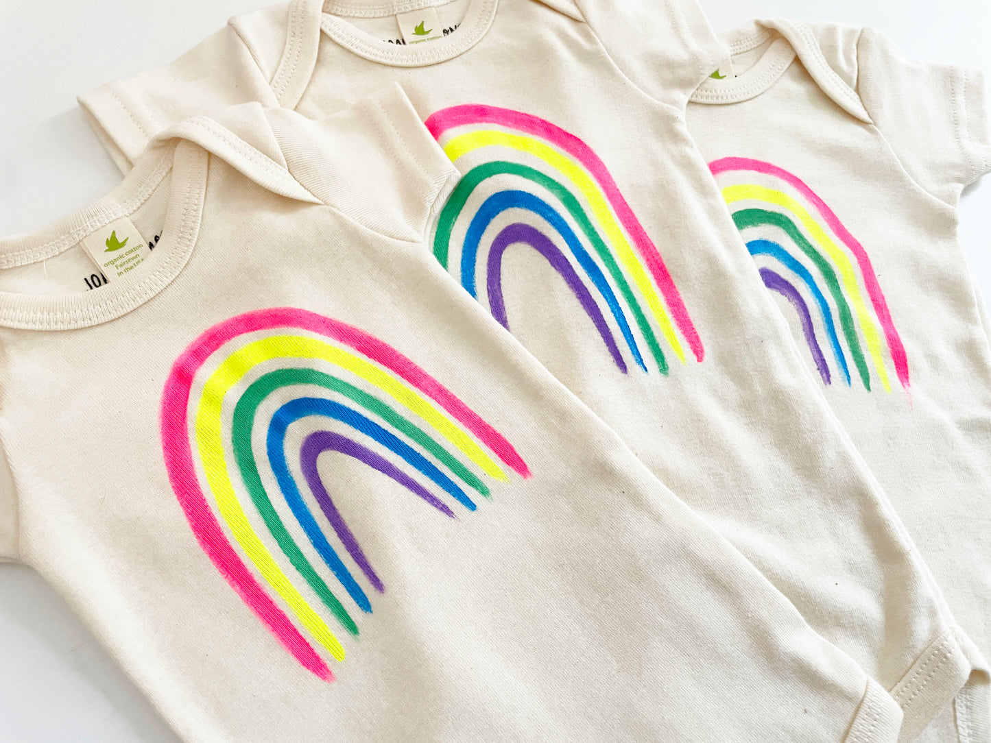 HAND PAINTED RAINBOW | ORGANIC COTTON BABY ONESIE