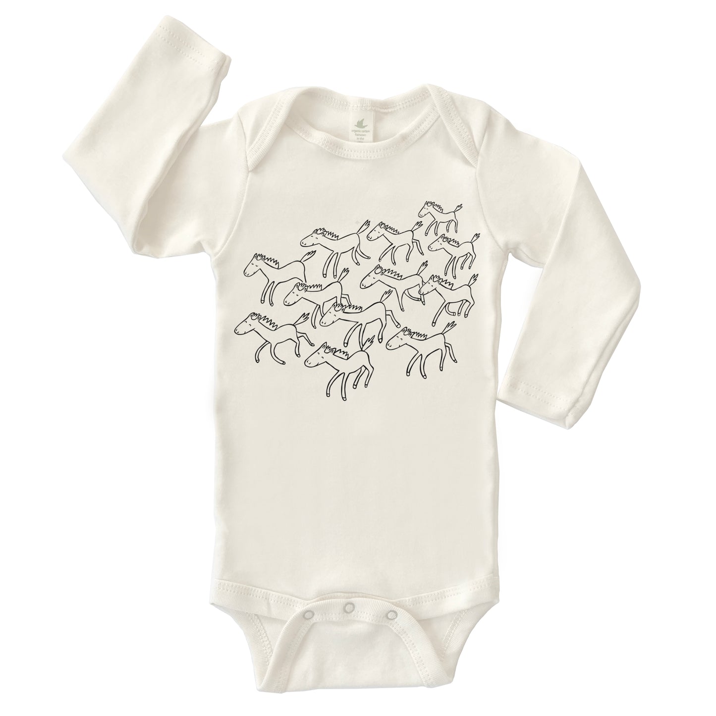 HORSES | ORGANIC COTTON BABY ONESIE | LONG SLEEVES