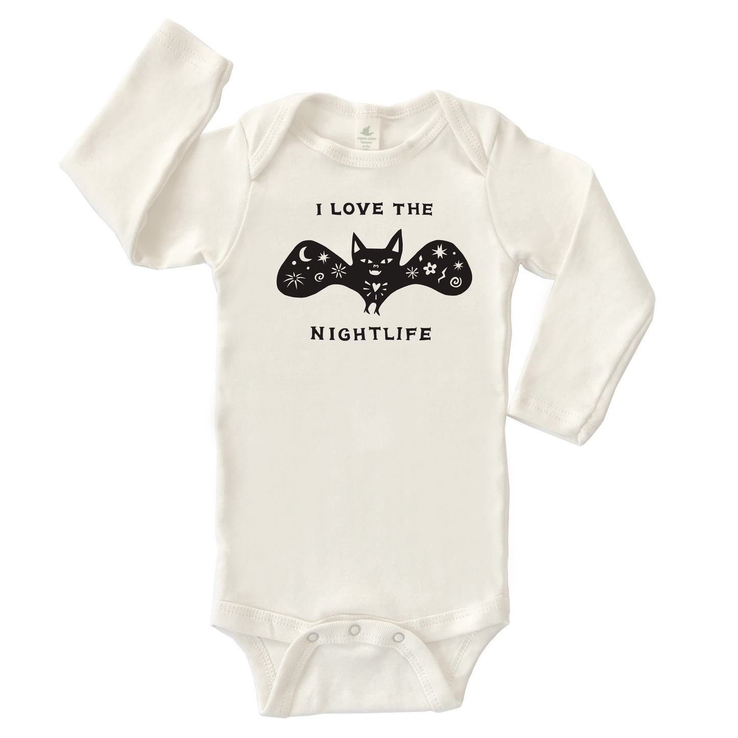 BAT ORGANIC COTTON BABY ONESIE LONG SLEEVES