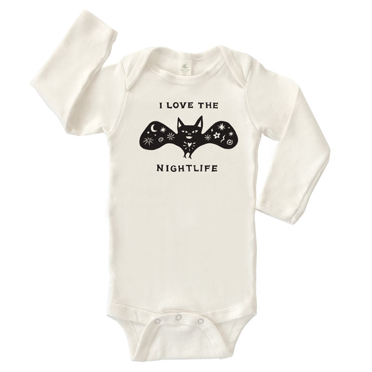 BAT ORGANIC COTTON BABY ONESIE LONG SLEEVES