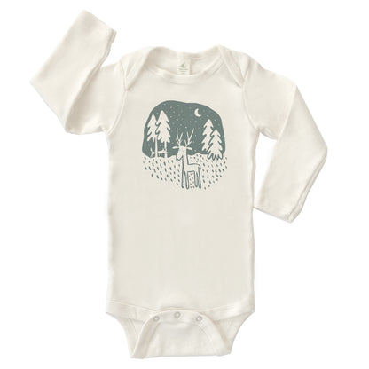 DEER FRIEND ORGANIC COTTON BABY ONESIE LONG SLEEVES