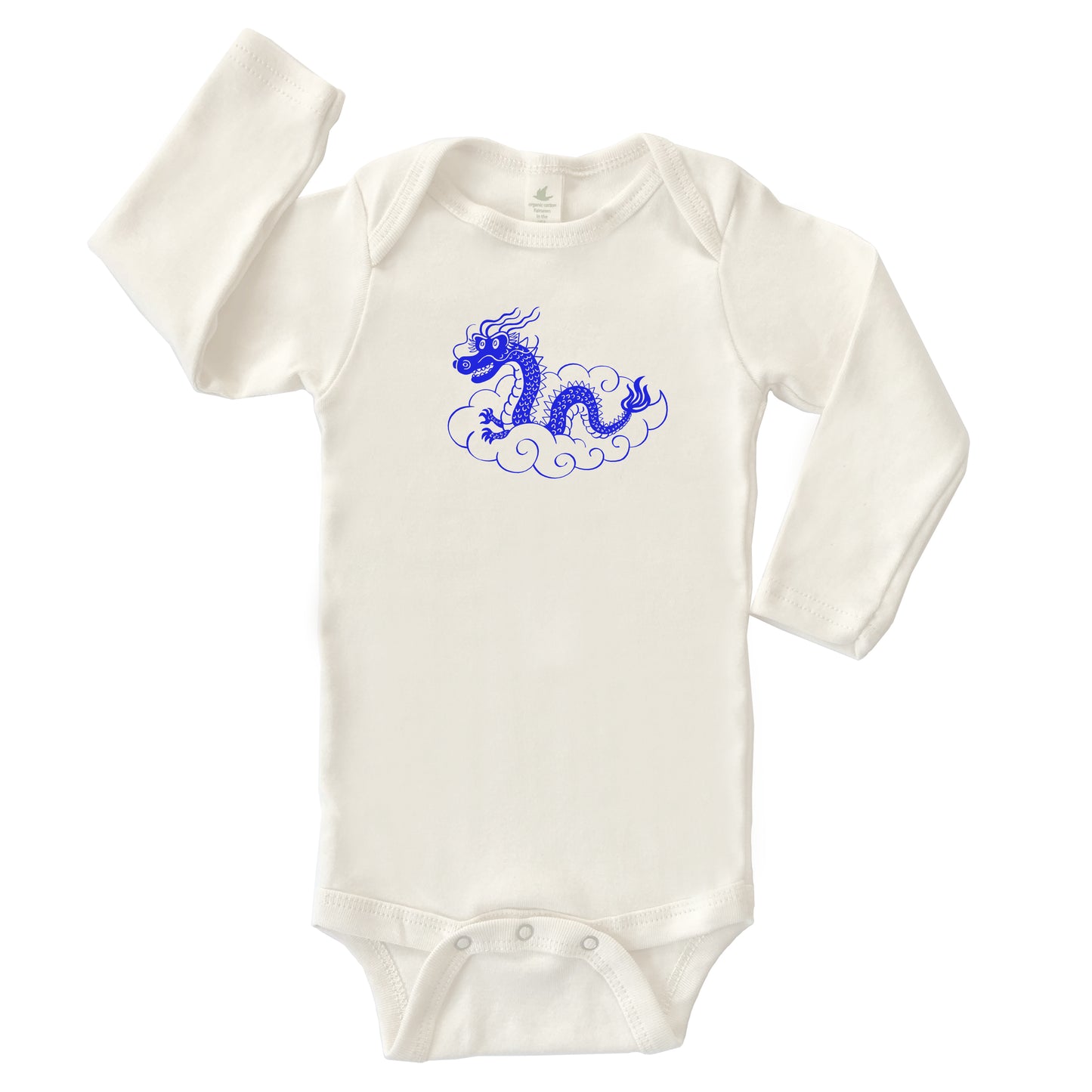 DRAGON ORGANIC COTTON BABY ONESIE LONG SLEEVES