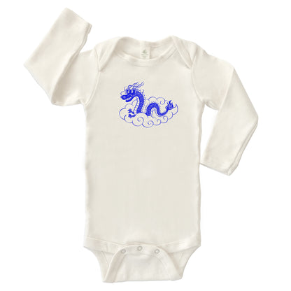 DRAGON ORGANIC COTTON BABY ONESIE LONG SLEEVES