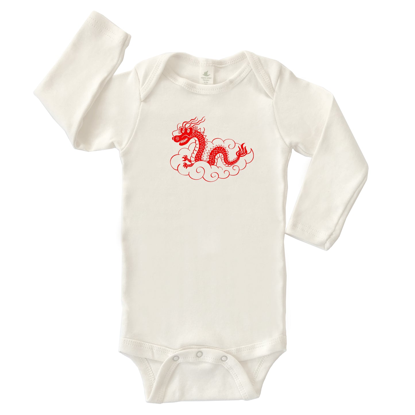 DRAGON ORGANIC COTTON BABY ONESIE LONG SLEEVES