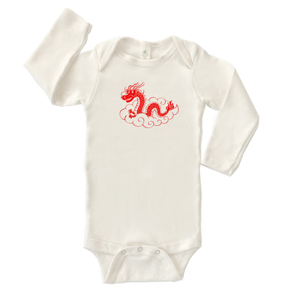 DRAGON ORGANIC COTTON BABY ONESIE LONG SLEEVES