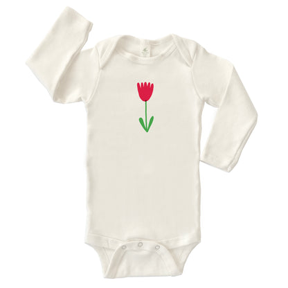 FLOWER | ORGANIC COTTON BABY ONESIE | LONG SLEEVES