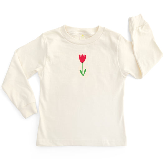 MINI FLOWER ORGANIC COTTON LONG SLEEVE KIDS' T-SHIRT