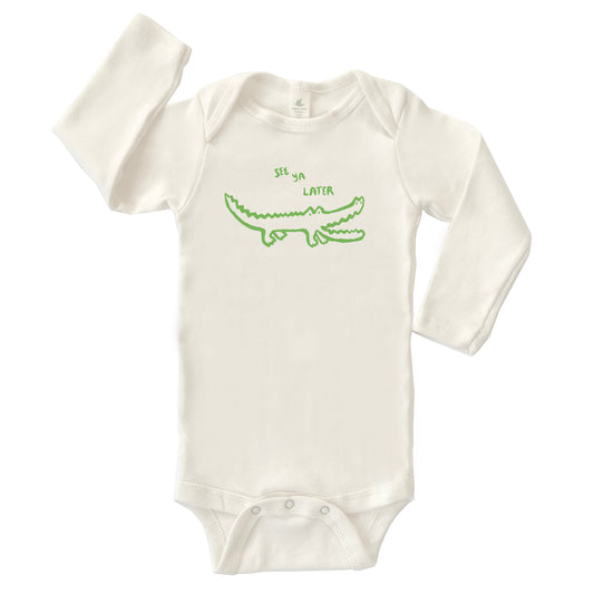 LATER GATOR | ORGANIC COTTON BABY ONESIE | LONG SLEEVES