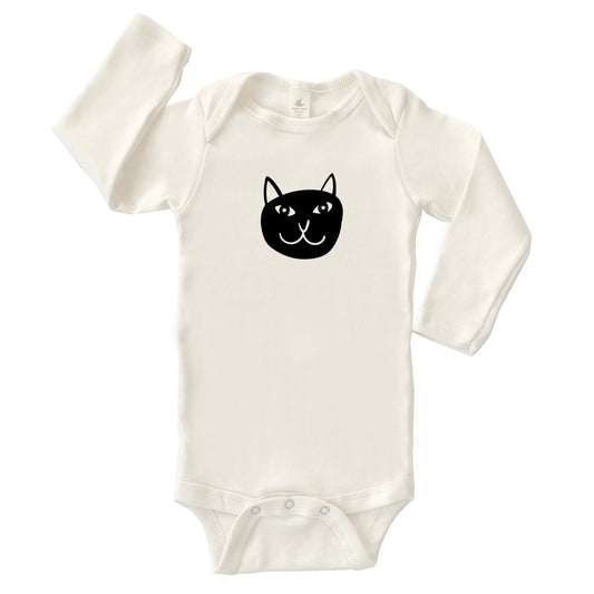 LUCKY CAT | ORGANIC COTTON BABY ONESIE | LONG SLEEVES