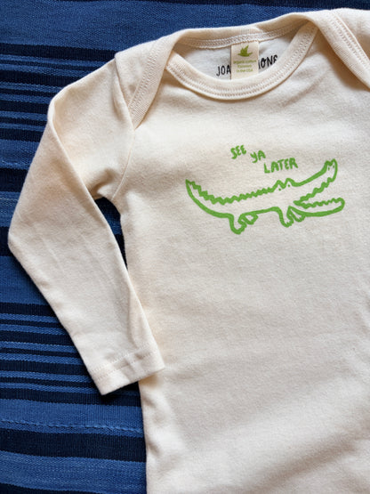 LATER GATOR | ORGANIC COTTON BABY ONESIE | LONG SLEEVES