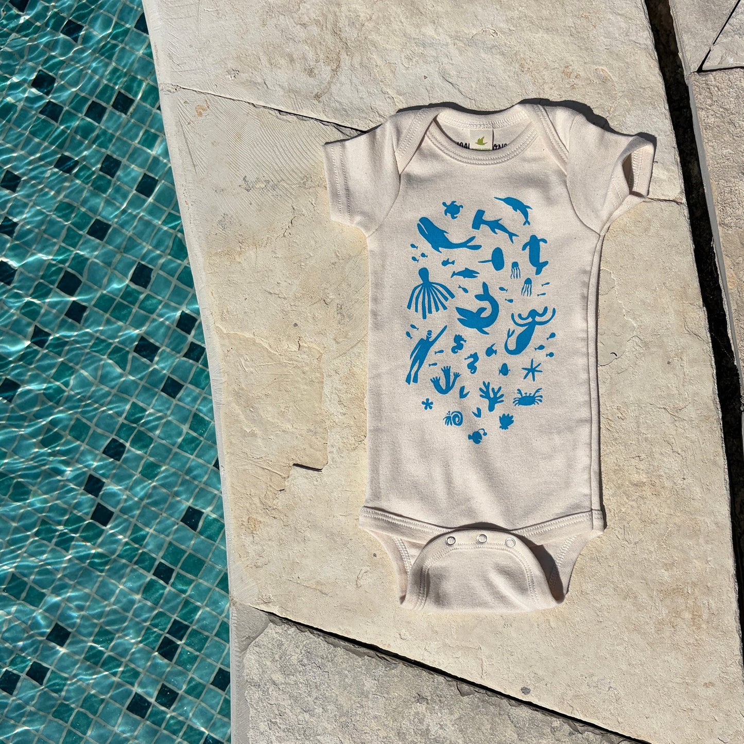 SEA OF LOVE ORGANIC COTTON BABY ONESIE