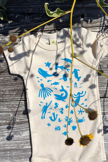 SEA OF LOVE ORGANIC COTTON BABY ONESIE