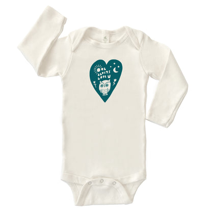 OWL ALWAYS | ORGANIC COTTON BABY ONESIE | LONG SLEEVES