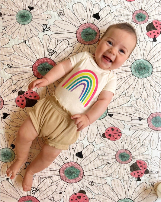 HAND PAINTED RAINBOW | ORGANIC COTTON BABY ONESIE