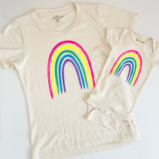 HAND PAINTED RAINBOW | ORGANIC COTTON T-SHIRT : WOMEN