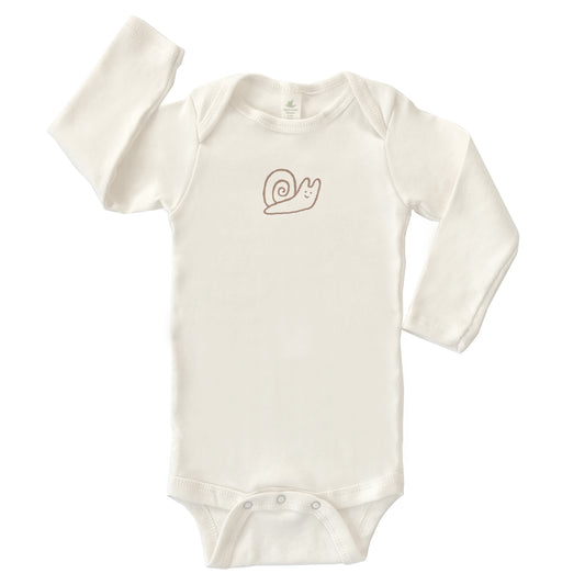 SNAIL ORGANIC COTTON BABY ONESIE LONG SLEEVES