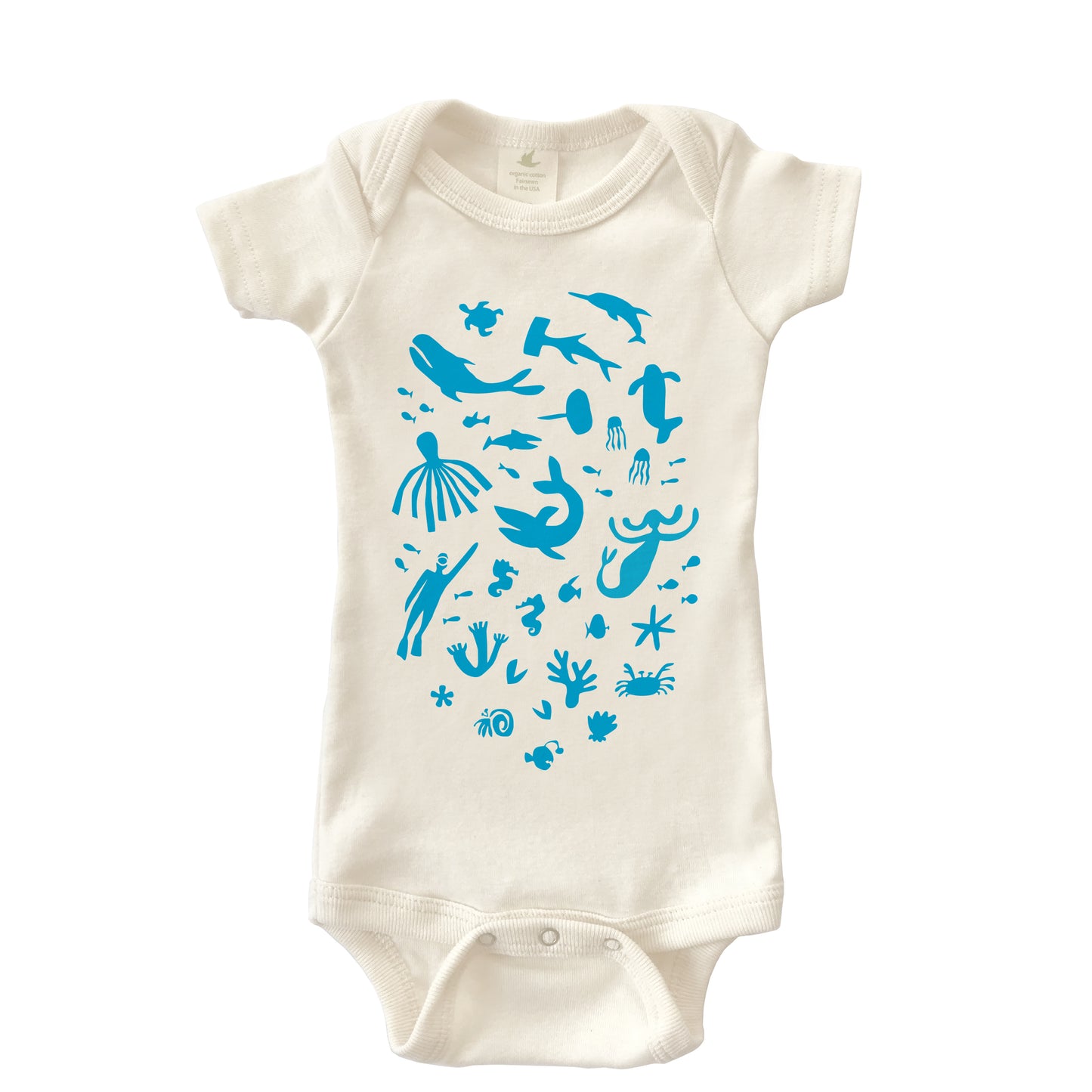 SEA OF LOVE ORGANIC COTTON BABY ONESIE