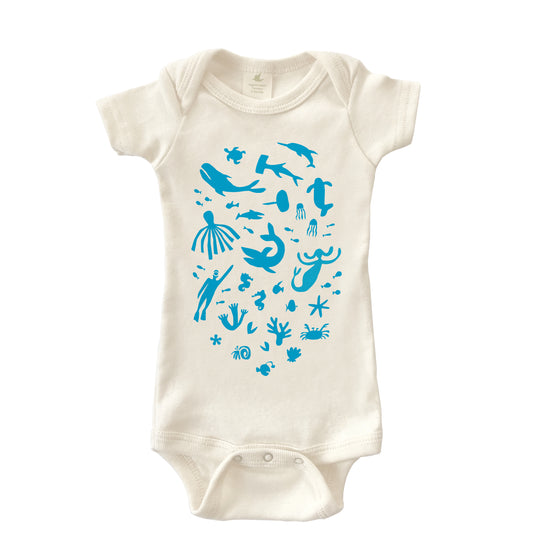 SEA OF LOVE ORGANIC COTTON BABY ONESIE