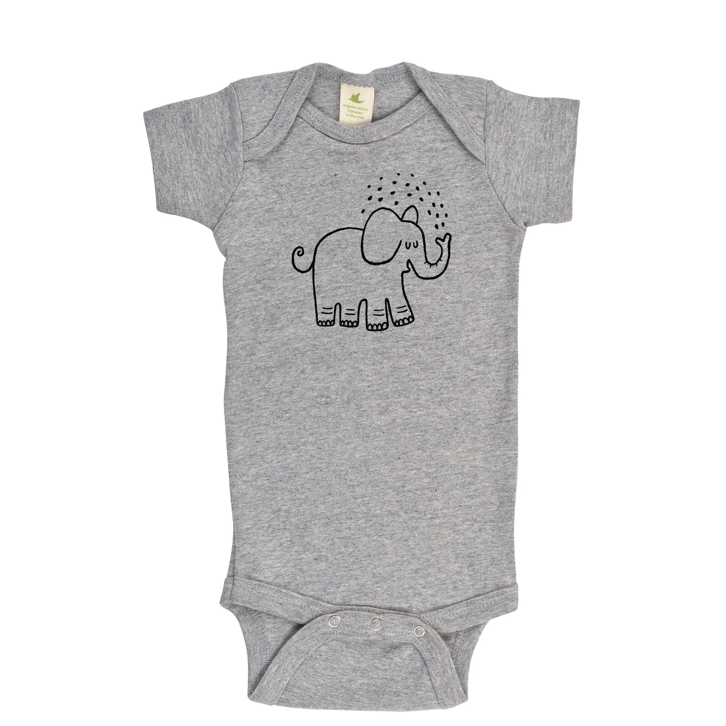 SPLASHY ELEPHANT | ORGANIC COTTON BABY ONESIE